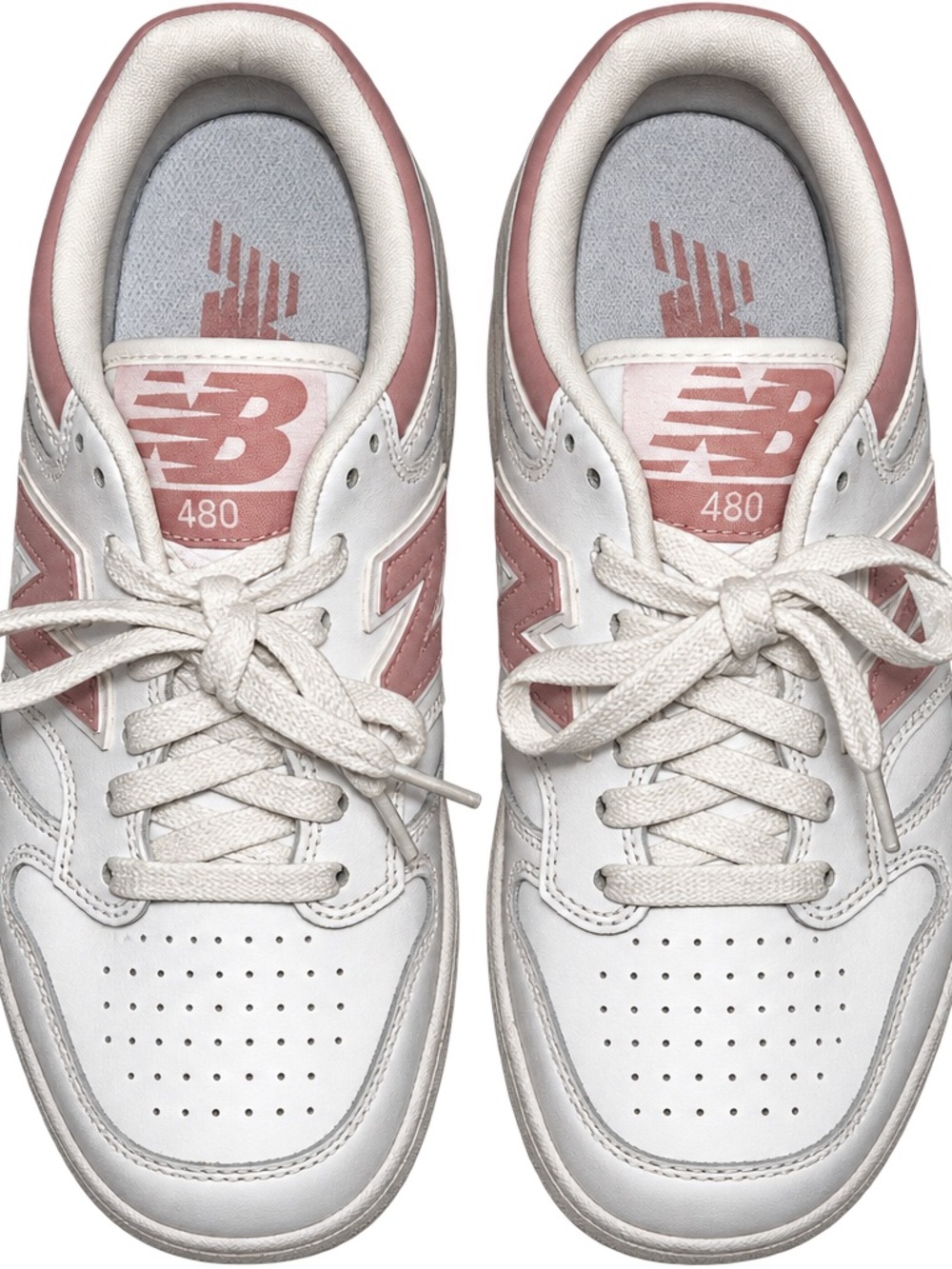 New Balance Women's White and Rose Pink 480 Sneakers